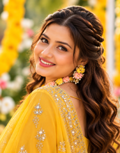 Golden Floral Portrait Smile