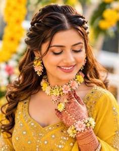 Serene Indian Bridal Portrait with Marigolds