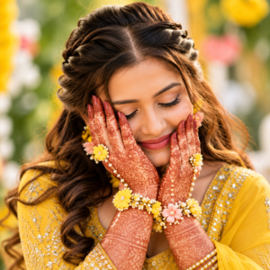 Shy Floral Haldi Portrait